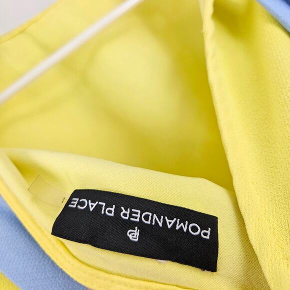 Tuckernuck Pomander Place Faye Blouse Top Yellow Bow Tie Back Ruffle Swing Sz L - Picture 3 of 5